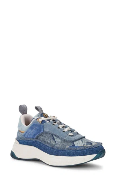 Kurt Geiger Kensington Panelled Denim Sneakers In Blue