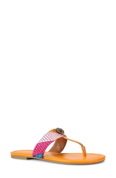 Kurt Geiger Kensington T-strap Sandal In Orange Multi