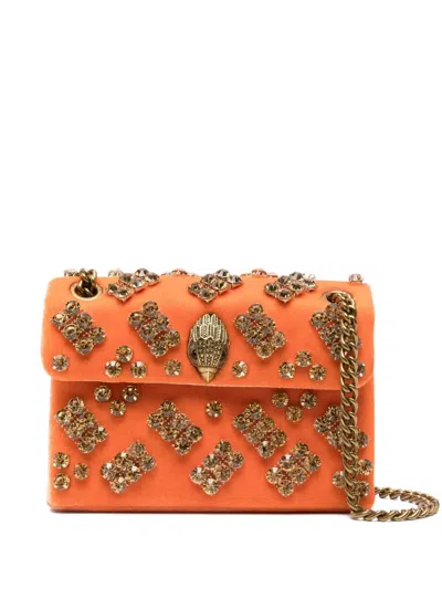Kurt Geiger Kensington Velvet Shoulder Bag In Orange