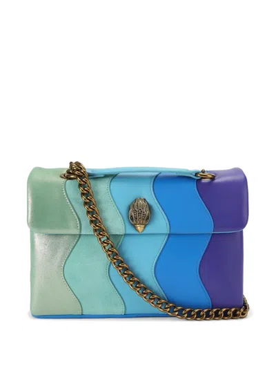 Kurt Geiger Kensington Waved Eagle Leather Shoulder Bag In Blue