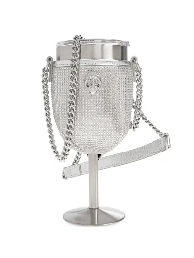 Kurt Geiger Kensington Wine Glass Cross Body Bag In Silver