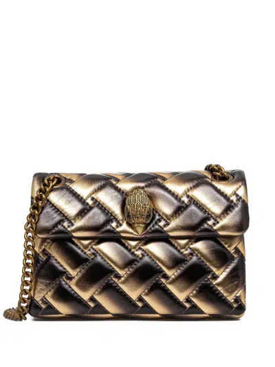 Kurt Geiger Kensington Woven Metallic Shoulder Bag In Gold