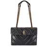 Kurt Geiger Quilted Calf Leather Shoulder Bag With Gold-tone Clasp In Black