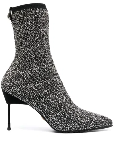 Kurt Geiger Knitted Studded Boots In Grey