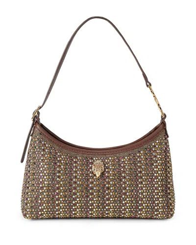 Kurt Geiger Kurt Mini Crystal Fabric Shoulder Bag In Brown