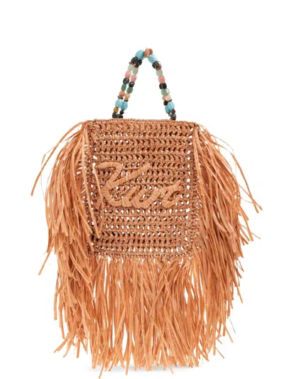 Kurt Geiger Kurt Mini Fringe-trim Tote Bag In Orange