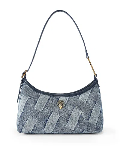 Kurt Geiger Kurt Mini Woven Denim Shoulder Bag In Blue