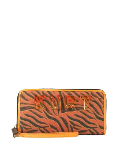 Kurt Geiger Kurt Tiger-print Zip-around Wallet In Orange