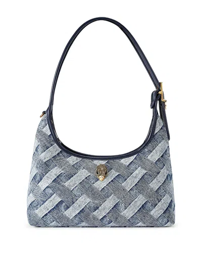 Kurt Geiger Kurt Woven Denim Shoulder Bag In Gray