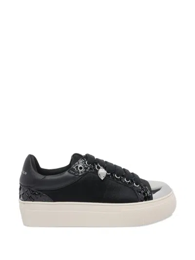 Kurt Geiger Lana Crocodile-effect Sneakers In Black