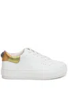 Kurt Geiger Laney Metallic-stripe Leather Trainers In White
