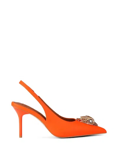 Kurt Geiger Large Eagle Slingback Embellished Pumps In Orange