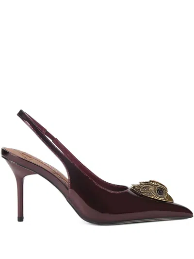 Kurt Geiger Large Eagle Slingback Pumps In Burgundy