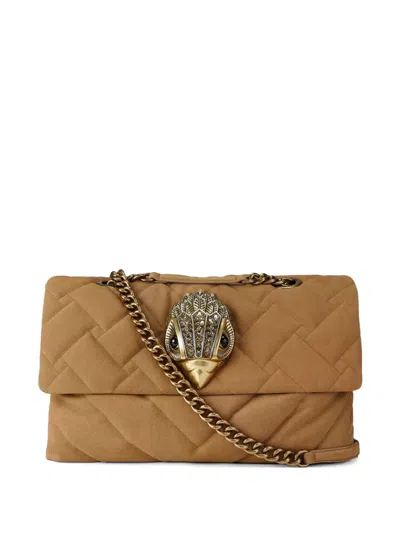 Kurt Geiger Large Kensington Quilted Suede Tote Bag In Brown