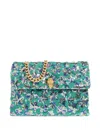 Kurt Geiger Large Kensington Soft Sequined Floral Cross Body Bag In Green