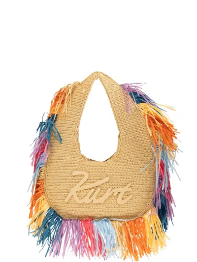 Kurt Geiger Large Kurt Hobo Fringe-details Logo-embroidered Tote Bag In Neutral