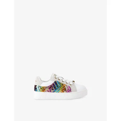 Kurt Geiger Ld Comb Kids' Mini Kensington Cupsole Leather Low-top Trainers Eur 28 / 10 Uk In Gold Comb