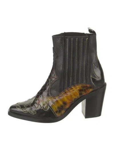 Pre-owned Kurt Geiger Leather Animal Print Chelsea Boots In Black