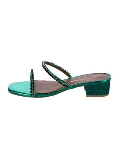 Pre-owned Kurt Geiger Leather Animal Print Sandals In Green