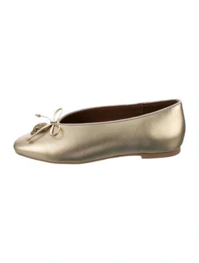 Pre-owned Kurt Geiger Leather Ballet Flats In Gold/metallic