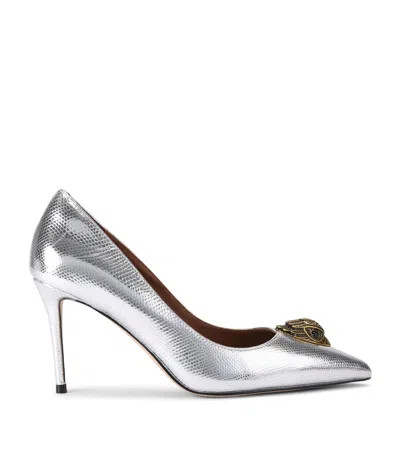 Kurt Geiger Leather Belgravia Eagle Pumps 85 In Silver