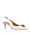 Kurt Geiger London Womens Bone Belgravia Eagle-embellished Leather Heeled Slingbacks In Beige