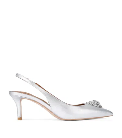 Kurt Geiger Leather Belgravia Slingback Pumps In Silver