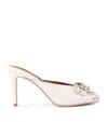 Kurt Geiger Leather Belgravia Stud Bow Heeled Mule In White