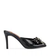 Kurt Geiger Leather Belgravia Stud Bow Heeled Mules In Black