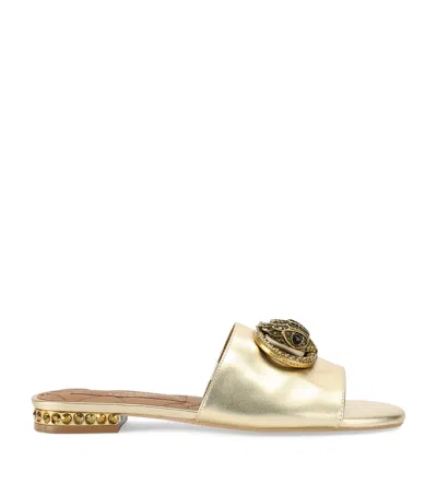 Kurt Geiger Leather Chelsea Flat Sandals In Gold