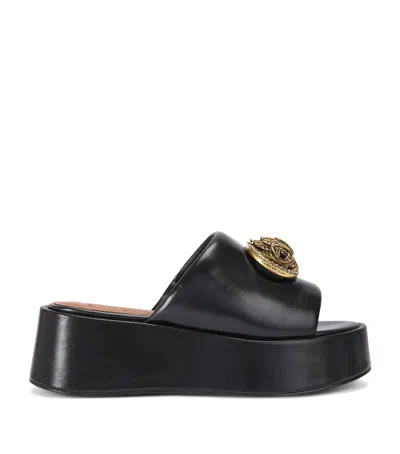 Kurt Geiger Leather Chelsea Flatform Mules In Black
