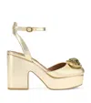 Kurt Geiger Leather Chelsea Platform Heels In Neutral