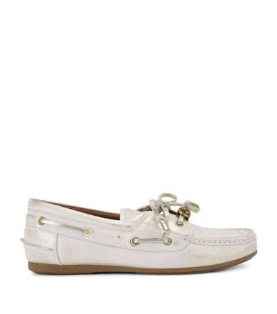 Kurt Geiger Leather Chelsea Tie Moccasins In White/oth