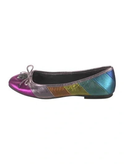 Pre-owned Kurt Geiger Leather Colorblock Pattern Ballet Flats In Purple