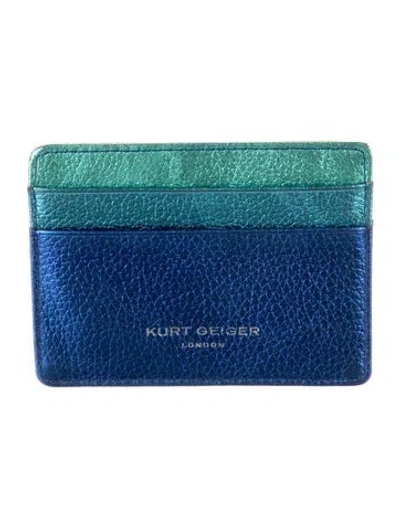 Pre-owned Kurt Geiger Leather Colorblock Pattern Card Holder In Blue/orange/pink