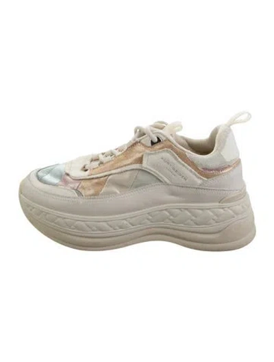 Pre-owned Kurt Geiger Leather Colorblock Pattern Chunky Sneakers In Multicolor