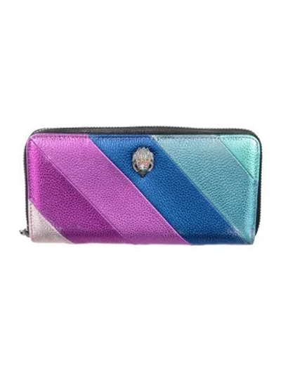 Pre-owned Kurt Geiger Leather Colorblock Pattern Continental Wallet In Blue/purple