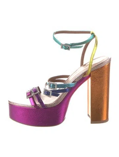 Pre-owned Kurt Geiger Leather Colorblock Pattern Sandals In Purple