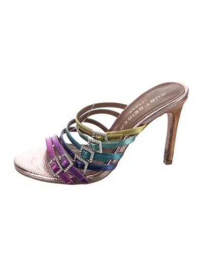 Pre-owned Kurt Geiger Leather Colorblock Pattern Sandals In Purple