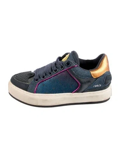 Pre-owned Kurt Geiger Leather Colorblock Pattern Sneakers In Blue