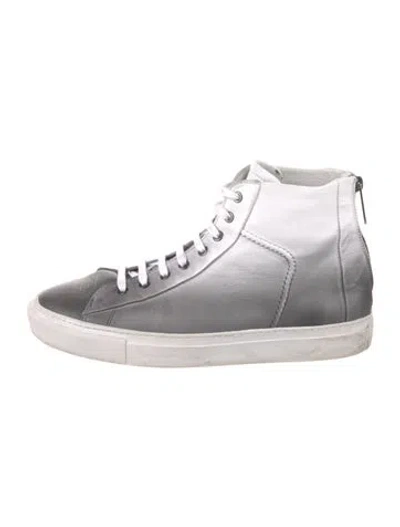 Pre-owned Kurt Geiger Leather Colorblock Pattern Sneakers In Gray