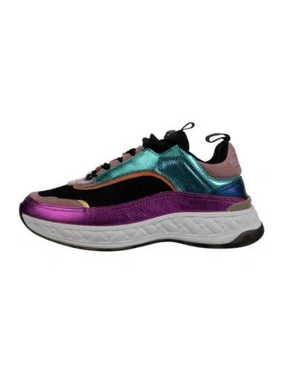 Pre-owned Kurt Geiger Leather Colorblock Pattern Sneakers In Multi