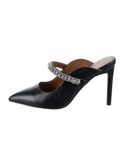 Pre-owned Kurt Geiger Leather Crystal Embellishments Mules In Black