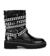 Kurt Geiger Leather Crystal-strap Ankle Boots In Black
