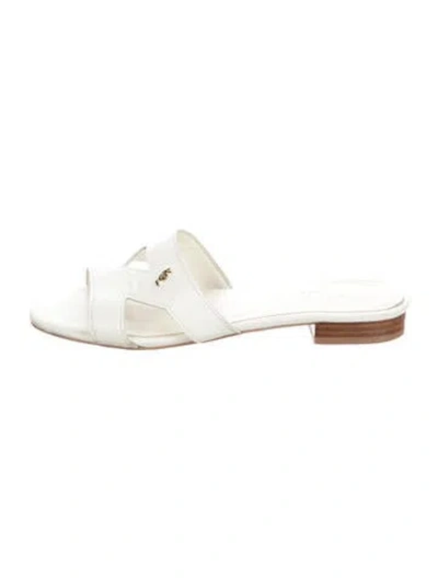 Pre-owned Kurt Geiger Leather Cutout Accent Slides In White