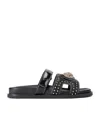 Kurt Geiger Leather Eagle Cut-out Slides In Black