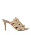 Kurt Geiger Embellished Chain Heeled Mules 85 In Gold