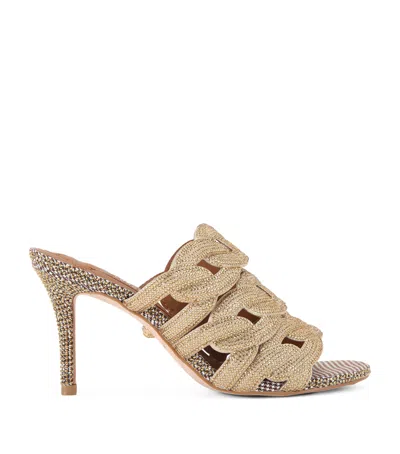 KURT GEIGER LEATHER EMBELLISHED CHAIN HEELED MULES 85
