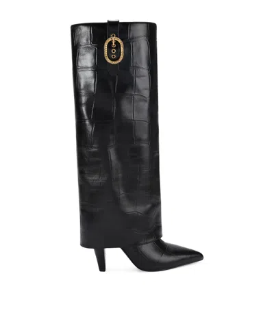 KURT GEIGER LEATHER FOLD OVER KNEE-HIGH BOOTS