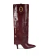 Kurt Geiger 100mm Croc-embossed Fold-over Boots In Burgundy